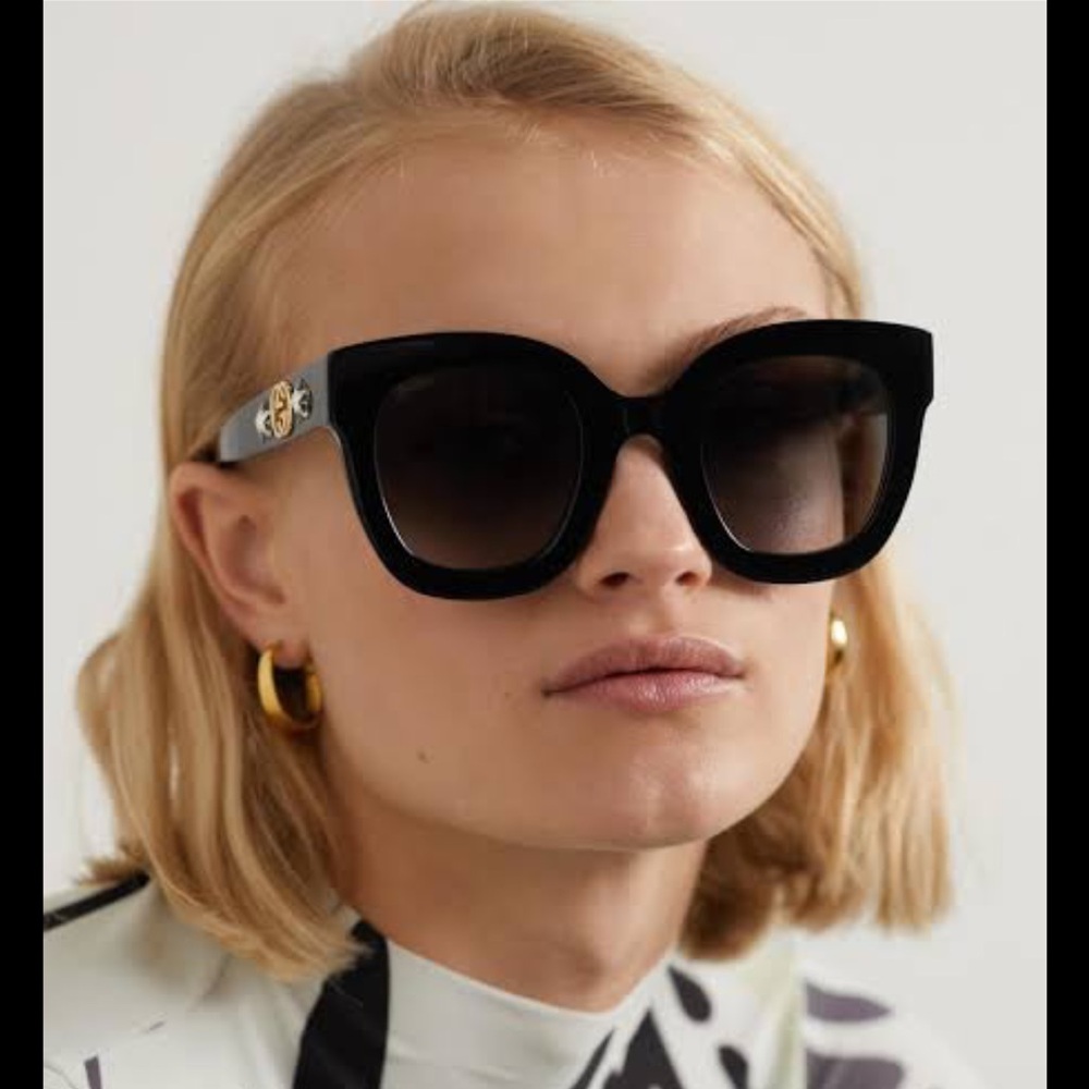 Gucci Black Sunglasses with Gold Accents